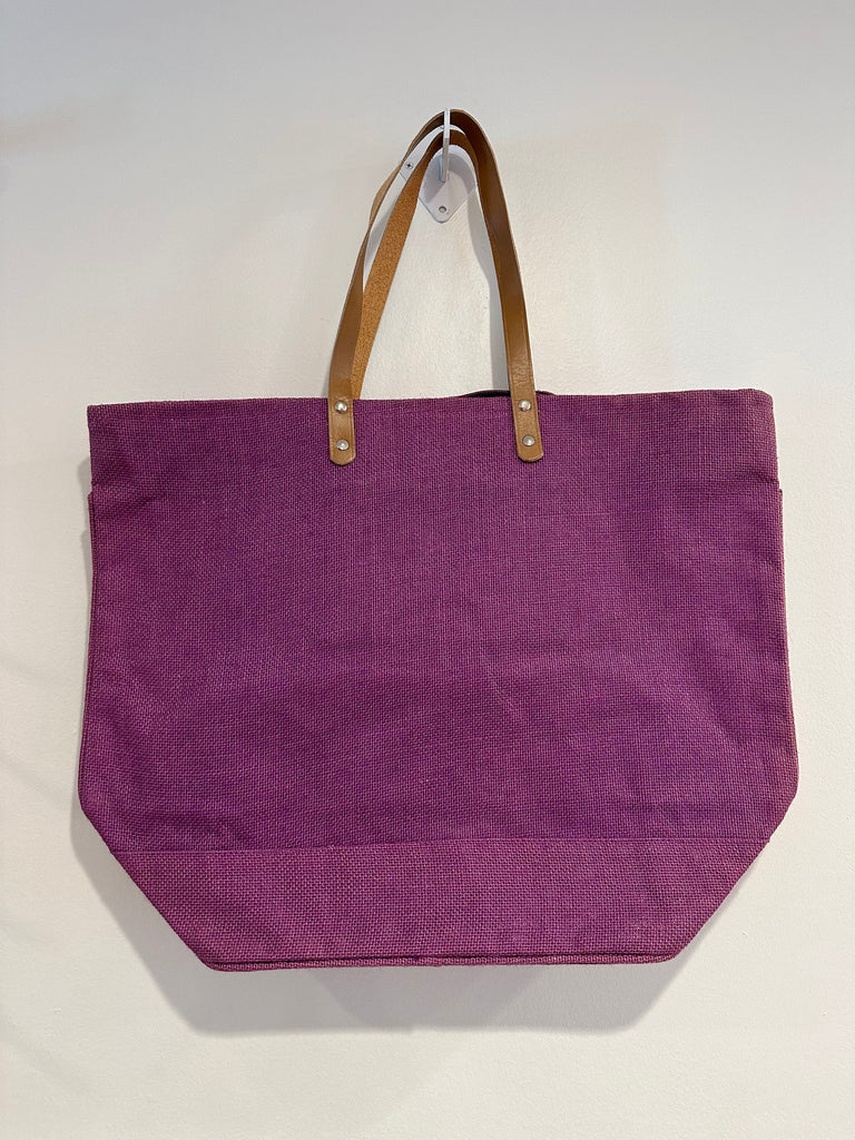 vendor-unknown Purses Purple Burlap Bucket Tote