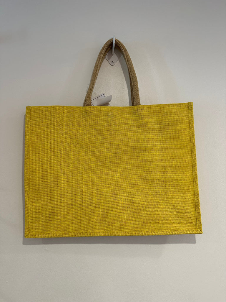 vendor-unknown Purses Yellow Burlap Box Tote