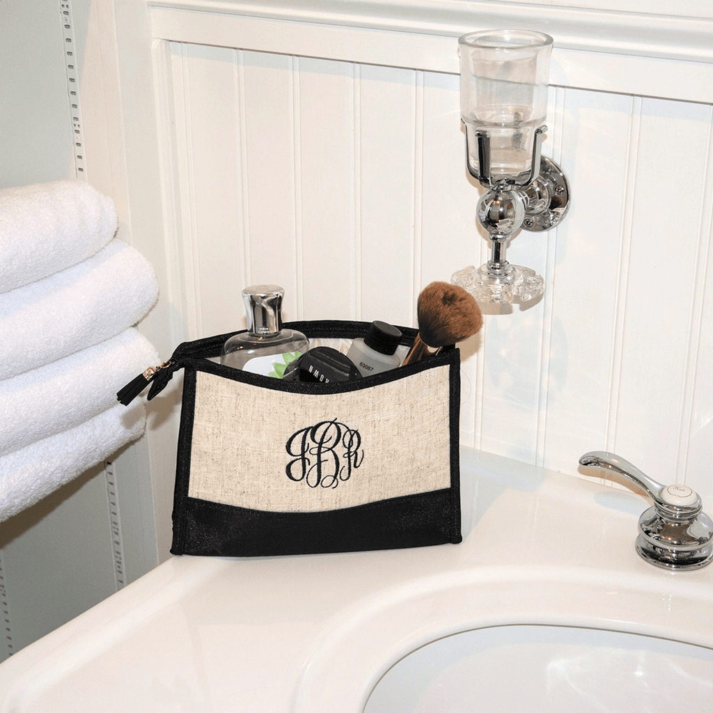 Monograms For Me College Bound Monogrammed Linen Cosmetic Pouch