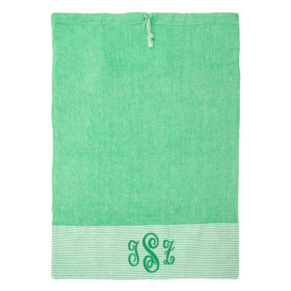 Monograms For Me Green Striped Laundry Bag