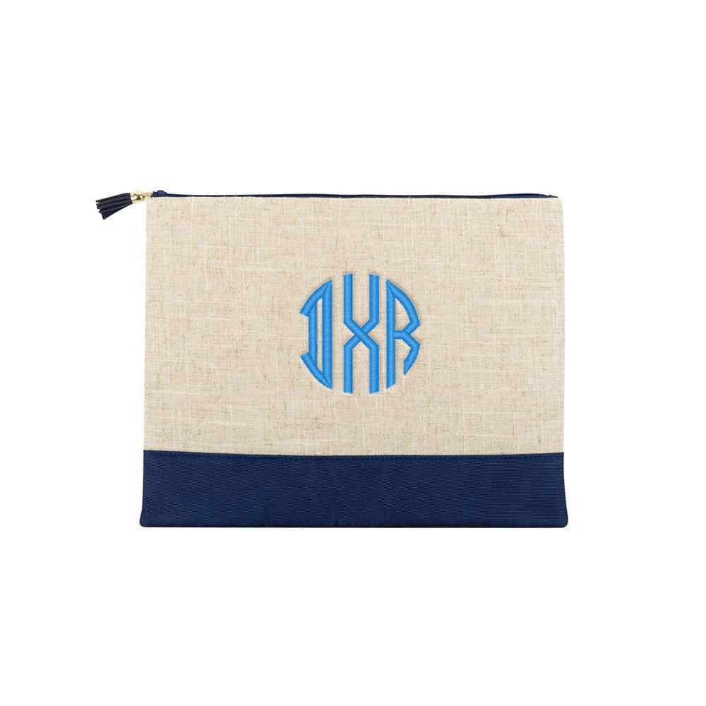 Monograms For Me Navy Monogrammed Linen Pouch