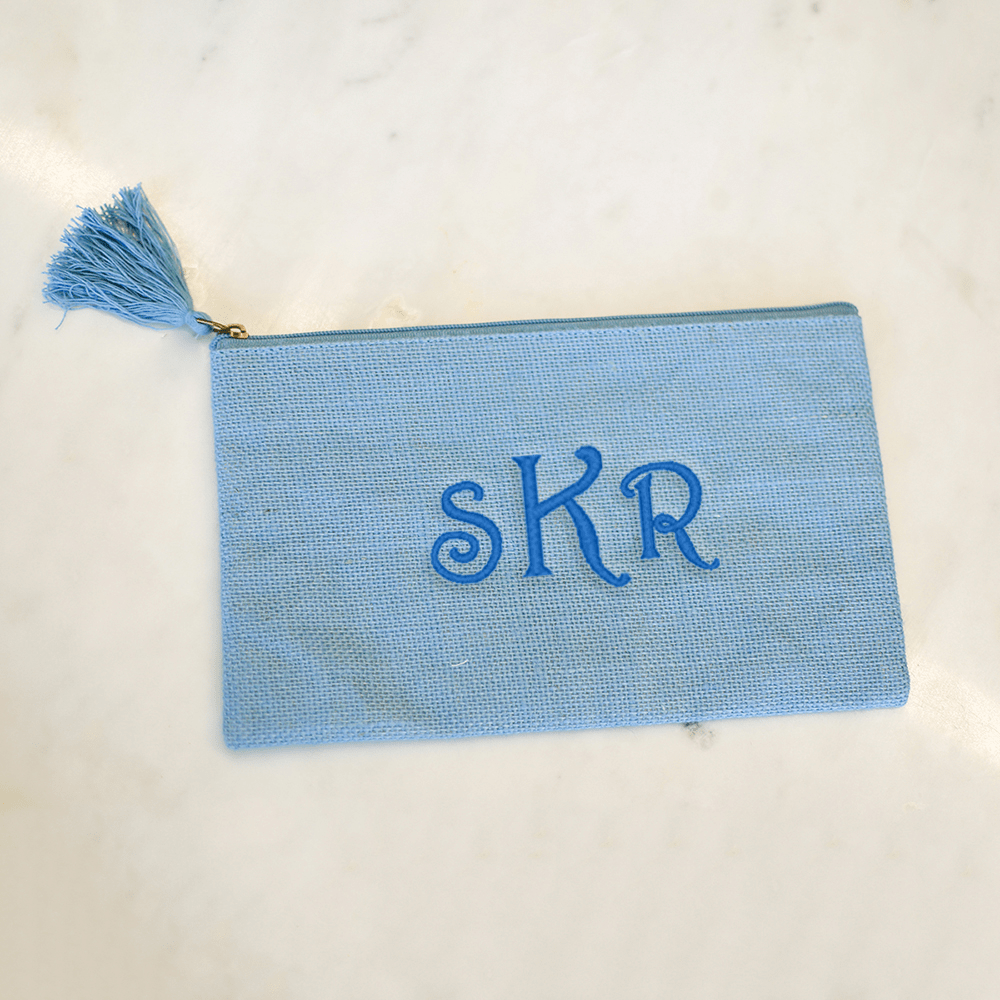 Monograms For Me Palace Blue Jute Cosmetic Bag