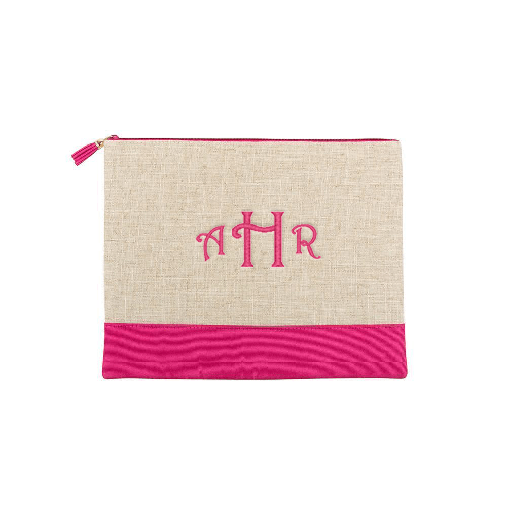 Monograms For Me Pink Monogrammed Linen Pouch