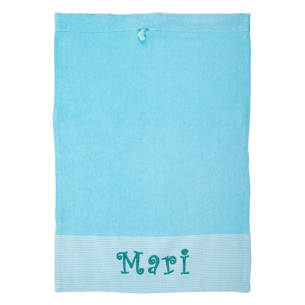 Monograms For Me Turquoise Striped Laundry Bag