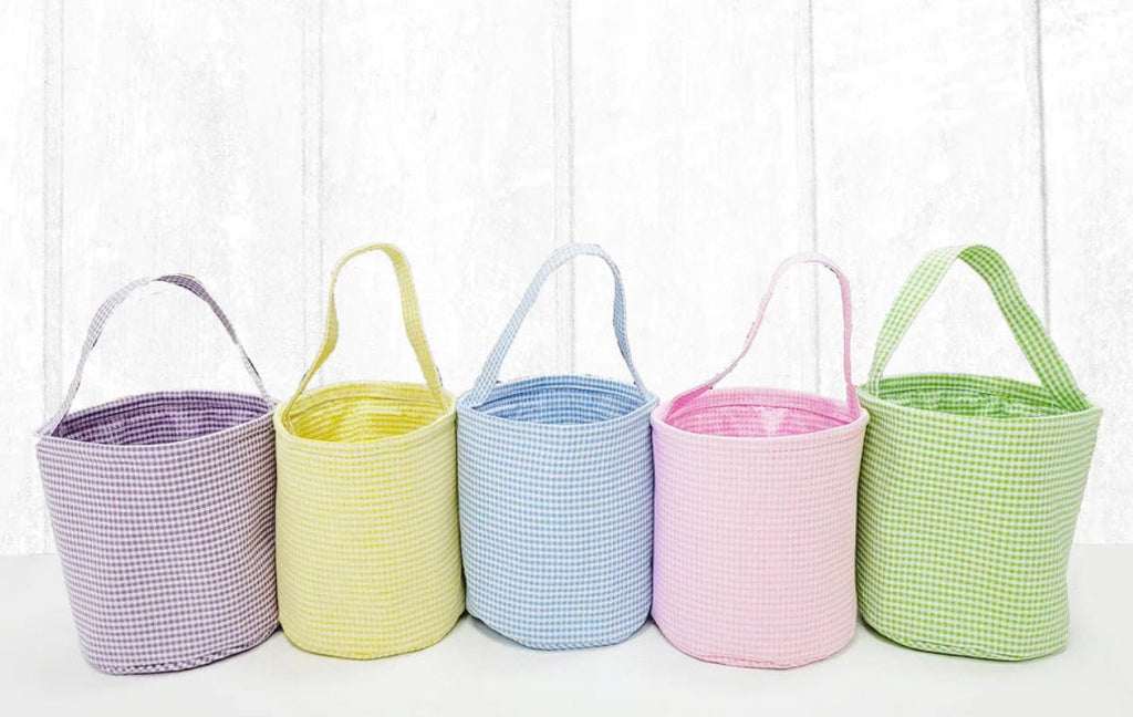 Monograms For Me Yellow Gingham Easter Basket