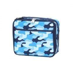 vendor-unknown Back To School Blue Camo Monogrammed Lunchbox