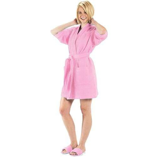 vendor-unknown College Bound Light Pink Monogrammed Waffle Weave Kimono Robe - Available in 12 colors