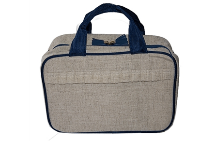 vendor-unknown College Bound Navy Monogrammed Linen Carolina Bag