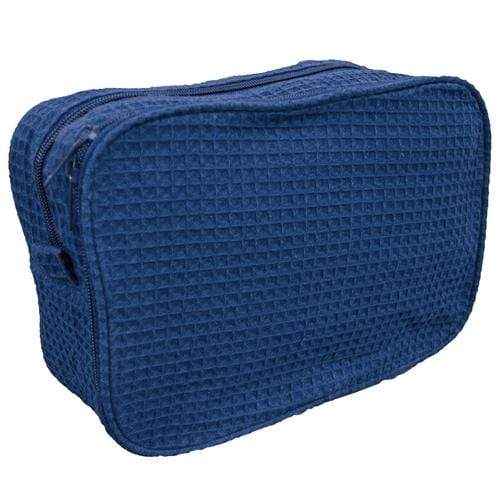 vendor-unknown College Bound Navy Monogrammed Waffle Weave Cosmetic Bag - Available in 16 colors