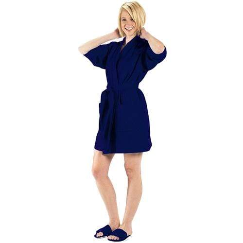 vendor-unknown College Bound Navy Monogrammed Waffle Weave Kimono Robe - Available in 12 colors