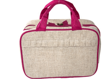 vendor-unknown College Bound Pink Monogrammed Linen Carolina Bag