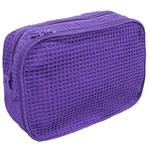 vendor-unknown College Bound Purple Monogrammed Waffle Weave Cosmetic Bag - Available in 16 colors