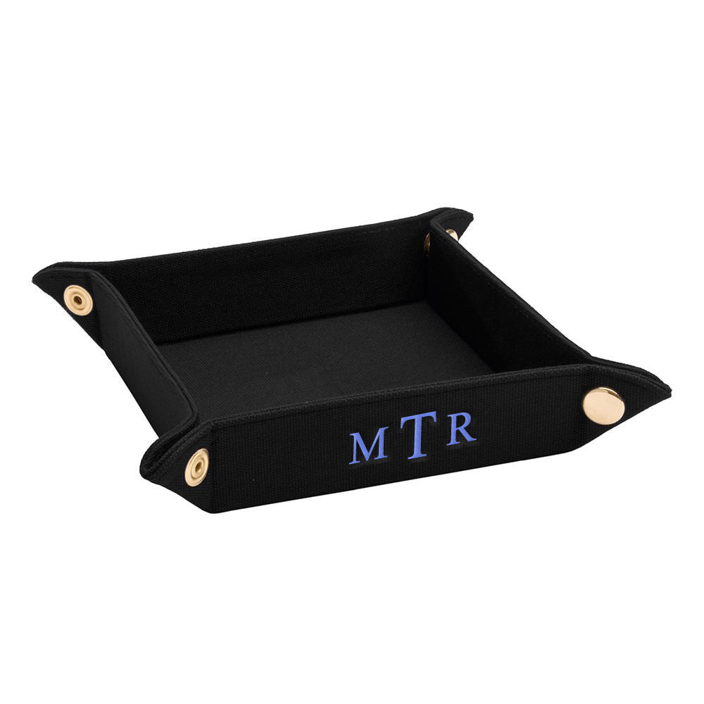 vendor-unknown For the Guys Black Monogrammed Fabric Valet Tray