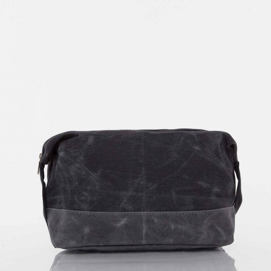 vendor-unknown For the Guys Black Monogrammed Waxed Canvas Dopp Kit