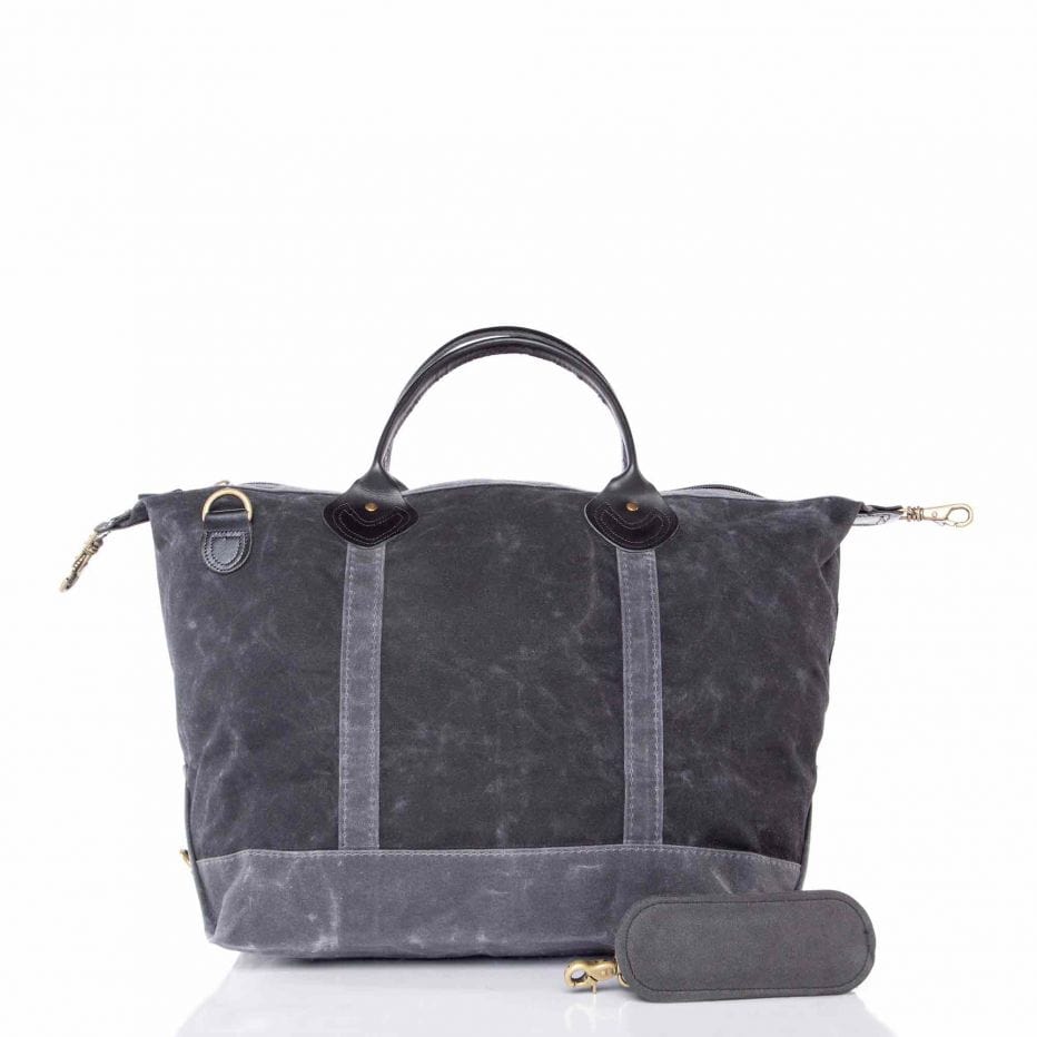 vendor-unknown For the Guys Black Monogrammed Waxed Canvas Weekender