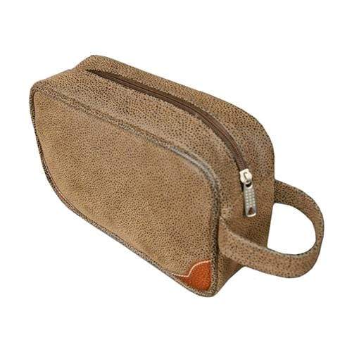 vendor-unknown For the Guys Brown Monogrammed Scotch Grain Dopp Kit