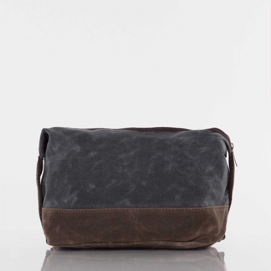 vendor-unknown For the Guys Slate Monogrammed Waxed Canvas Dopp Kit