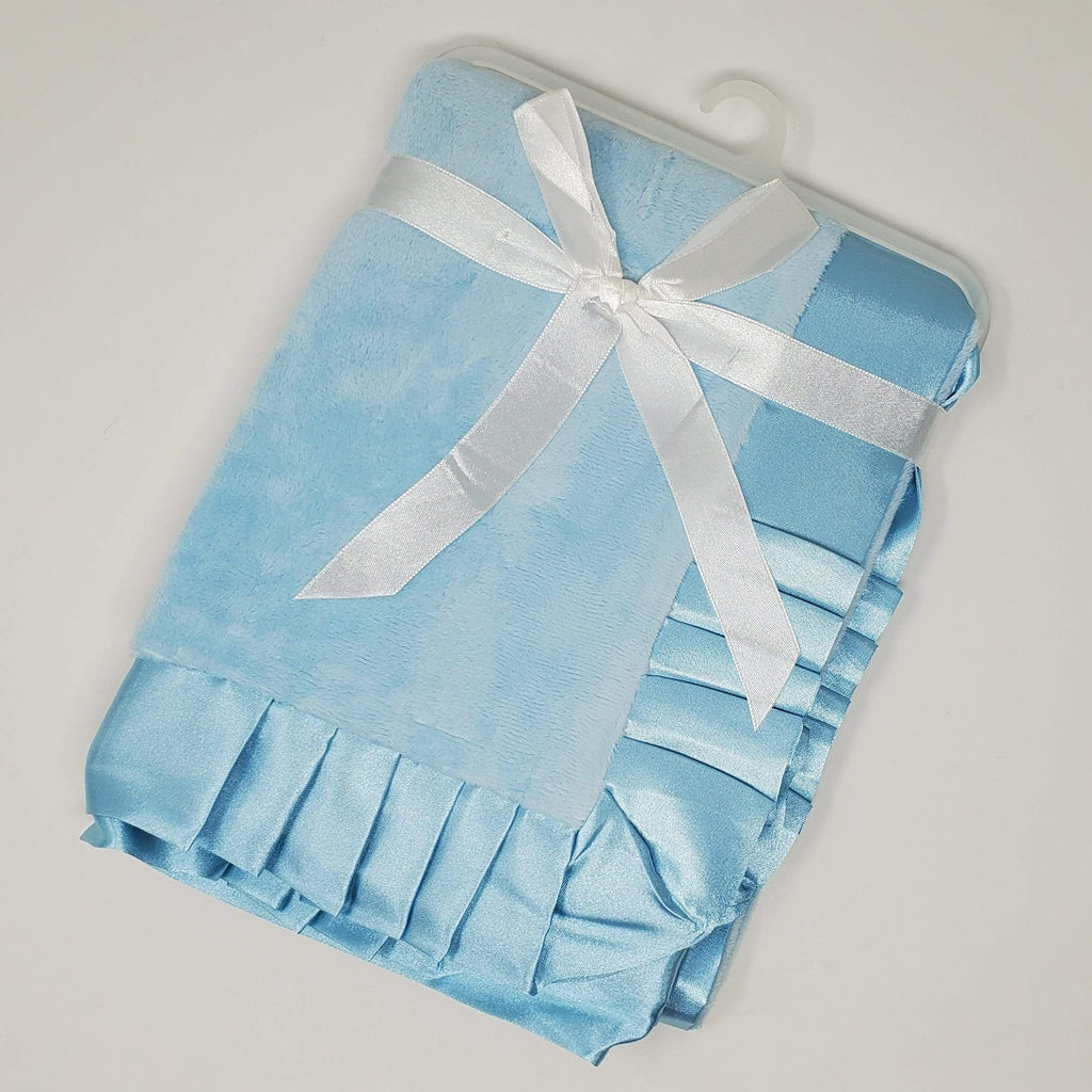 vendor-unknown For the Little Ones Blue/Blue Monogrammed Silky Baby Blanket