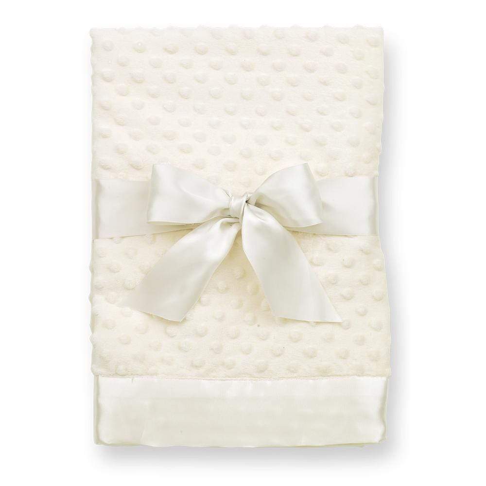 vendor-unknown For the Little Ones Ivory Monogrammed Silky Minky Dot Baby Blanket