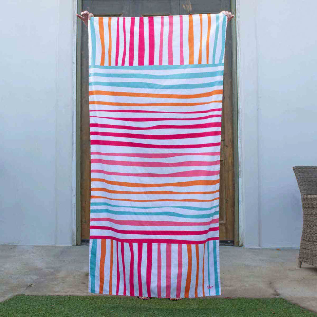 vendor-unknown Fun4Summer Barbados - Hot Pink Monogrammed Microfiber Towel