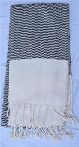 vendor-unknown Fun4Summer Monogrammed Turkish Towel - Black Herringbone