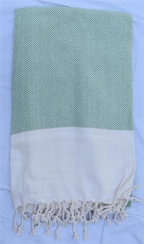 vendor-unknown Fun4Summer Monogrammed Turkish Towel - Green Herringbone
