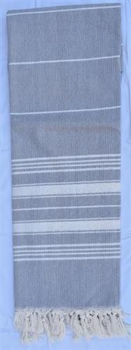 vendor-unknown Fun4Summer Monogrammed Turkish Towel - Grey Stripe