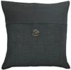 vendor-unknown Home Essentials Black Button Monogrammed Jute Pillow Cover with Button
