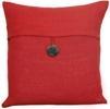 vendor-unknown Home Essentials Red Button Monogrammed Jute Pillow Cover with Button