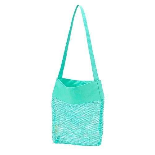 vendor-unknown Off to the Beach Mint Monogrammed Mesh Beach Tote