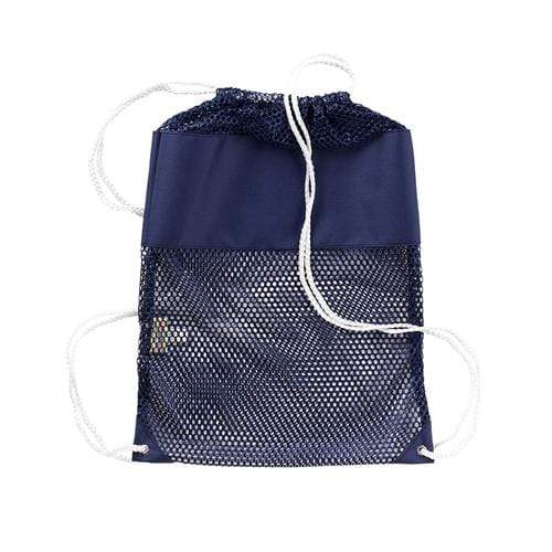 vendor-unknown Off to the Beach Navy Monogrammed Mesh Backpack