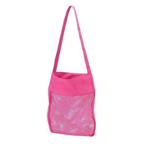 vendor-unknown Off to the Beach Pink Monogrammed Mesh Beach Tote