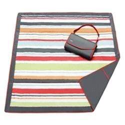 vendor-unknown Off to the Beach Red/Gray Stripe Monogrammed Travel Picnic Blanket