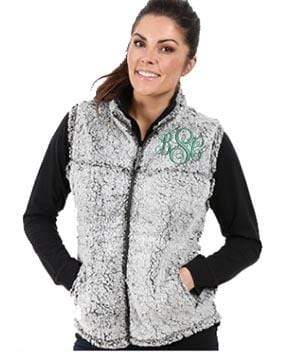 vendor-unknown Outerwear XSmall Monogrammed Ladies Sherpa Vest - Frosty Grey