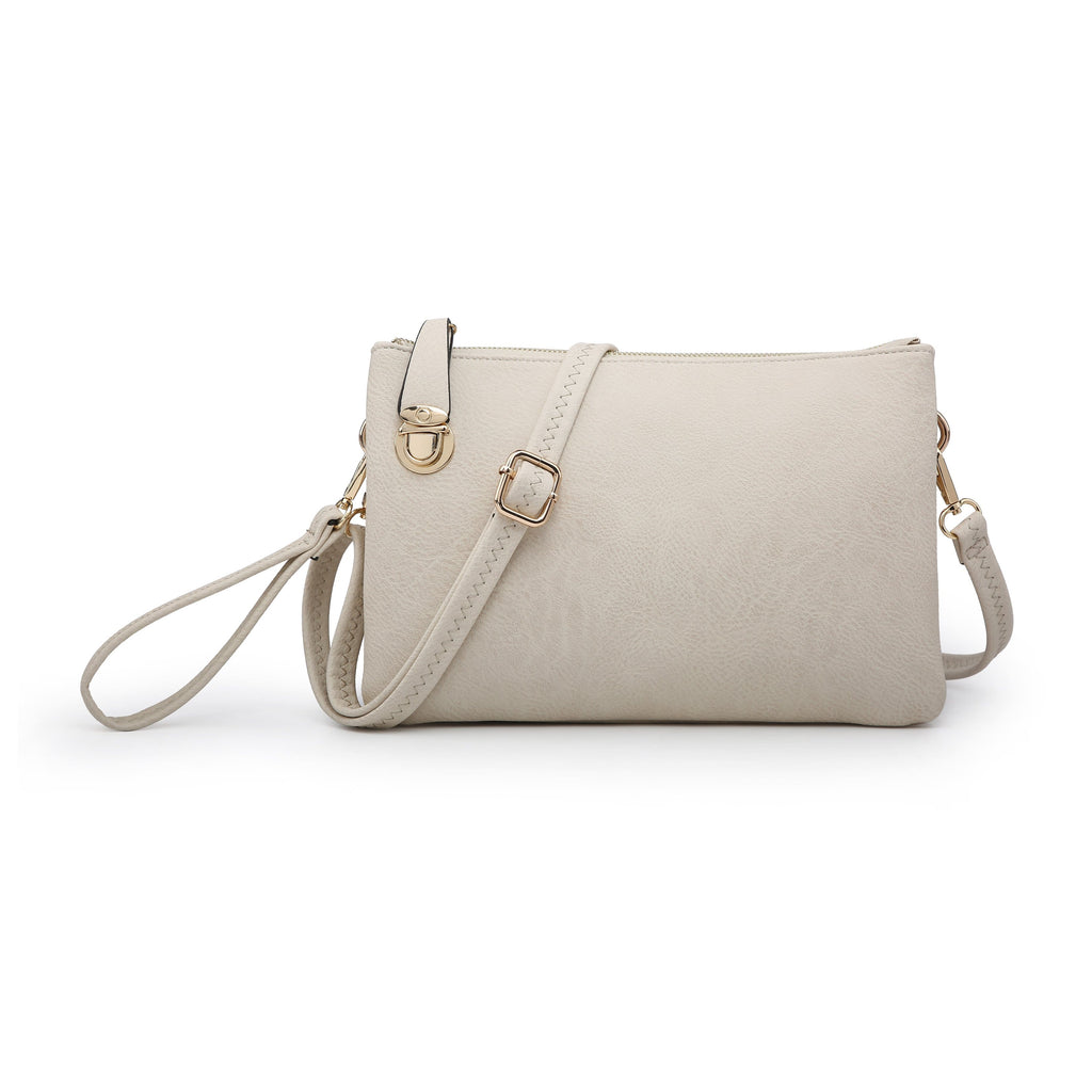 vendor-unknown Purses Ivory Monogrammed Large Clutch