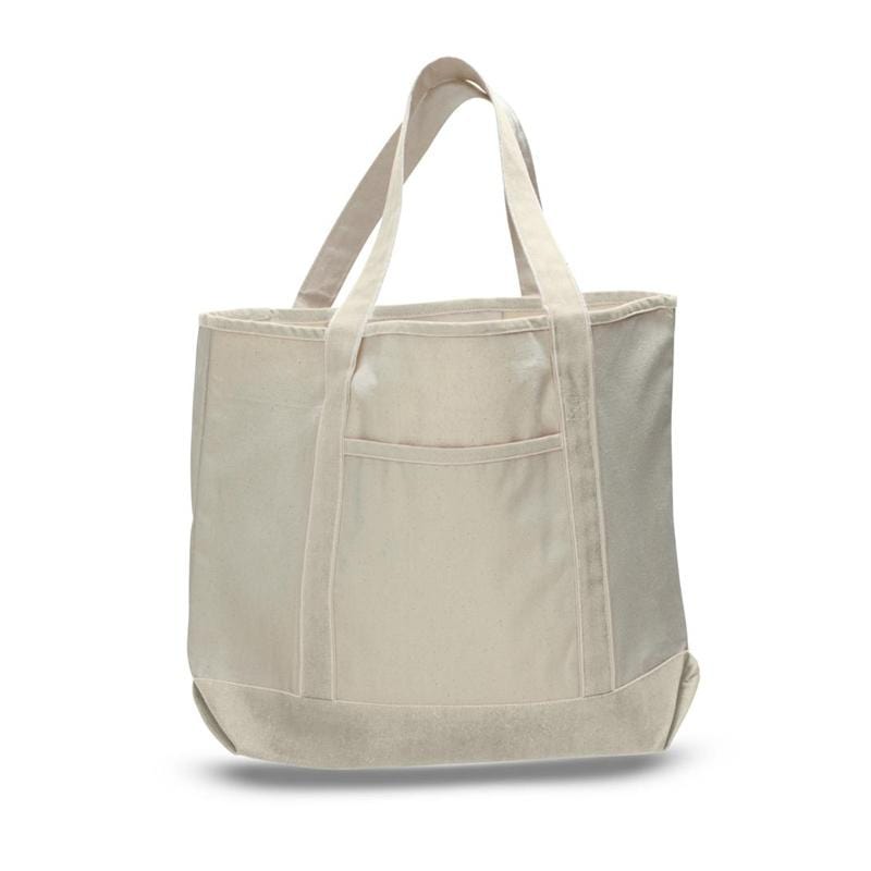 vendor-unknown Purses Natural Monogrammed Lightweight Canvas Open Tote