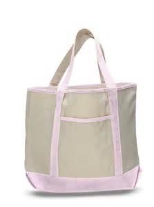 vendor-unknown Purses Pink Monogrammed Lightweight Canvas Open Tote