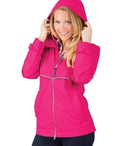 vendor-unknown Rain Jackets XSmall Monogrammed Rain Jacket - Hot Pink